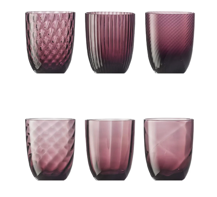 Purple Set of 6 Assorted Glasses